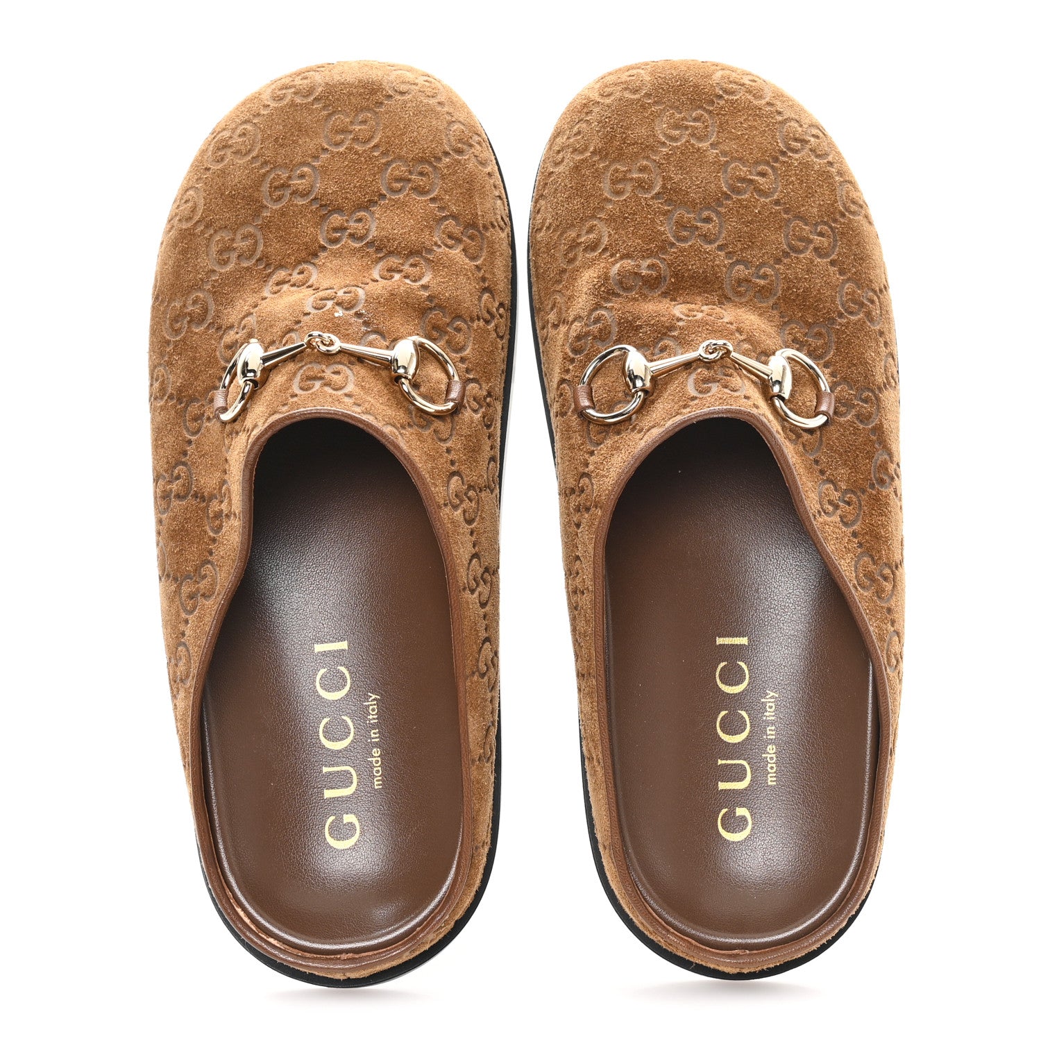 GUCCI ベルベット パンプス　ブラウン　38 Gucci Suede GG Guccissima Womens Horsebit Mules 38 Brown 1839400
