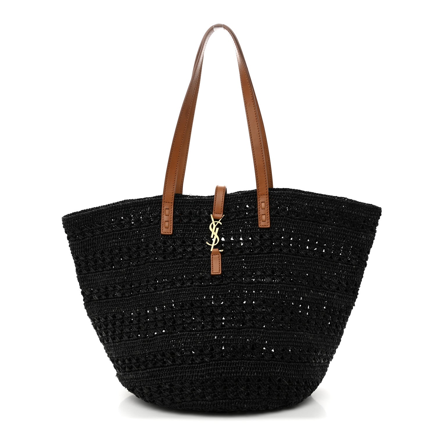 Saint Laurent Raffia Calfskin Medium Panier Tote Black 1 of 10