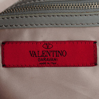 Valentino Garavani Nappa Leather Crystal Rose Glam Tote Gray 6 of 9