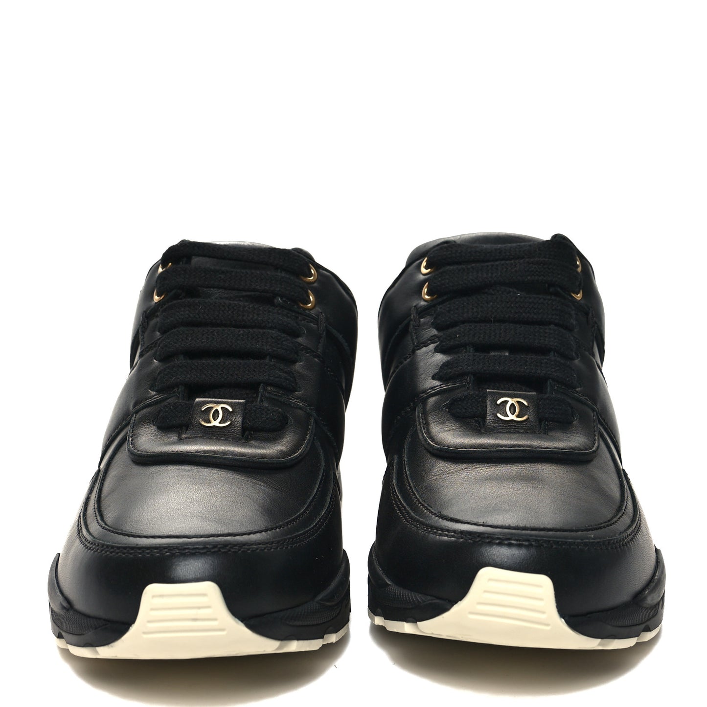 Calfskin Womens Sneakers 36 Black White