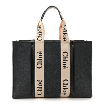 Chloe Felt Large Woody Ribbon Tote Cashmere Grey 1 of 10