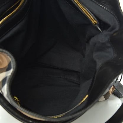 Burberry House Check Bridle Calfskin Medium Gosford Hobo Black 9 of 13