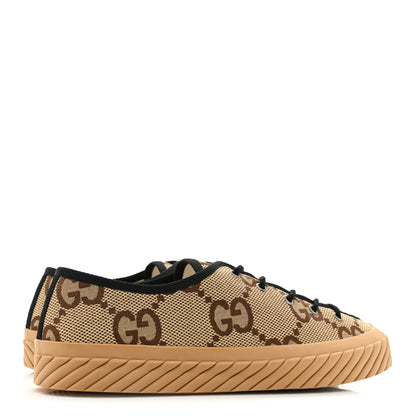 Gucci Monogram Jumbo GG New Lace Papin Mens Tortuga Low Top Sneakers 8.5 Camel Ebony Black 4 of 9