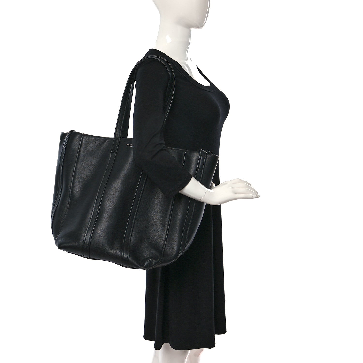 Balenciaga Calfskin Large Laundry Cabas Tote Black 2 of 9
