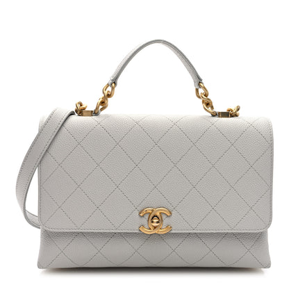 Chanel Grained Calfskin Small Stitched Flap Grey 1 of 10