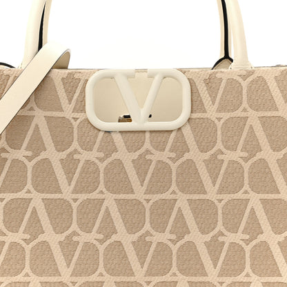 Valentino Garavani Toile Iconographe Calfskin Medium Vlogo Tote 7 of 17