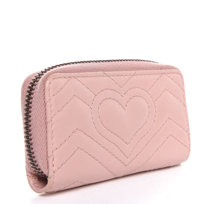 Gucci Calfskin Matelasse GG Marmont Zip Around Key Case Perfect Pink 3 of 6