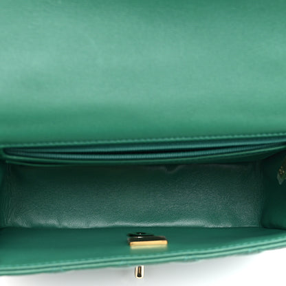 Chanel Lambskin Quilted Mini Top Handle Rectangular Flap Green 5 of 10