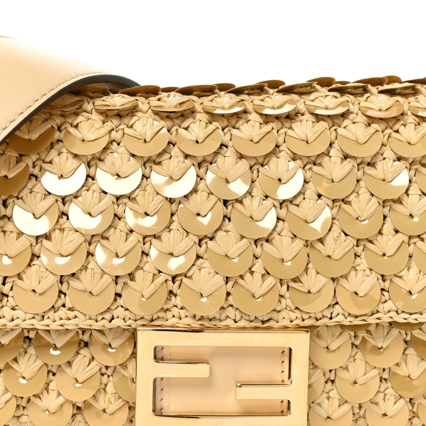 Sequin Macrame Baguette Beige Gold