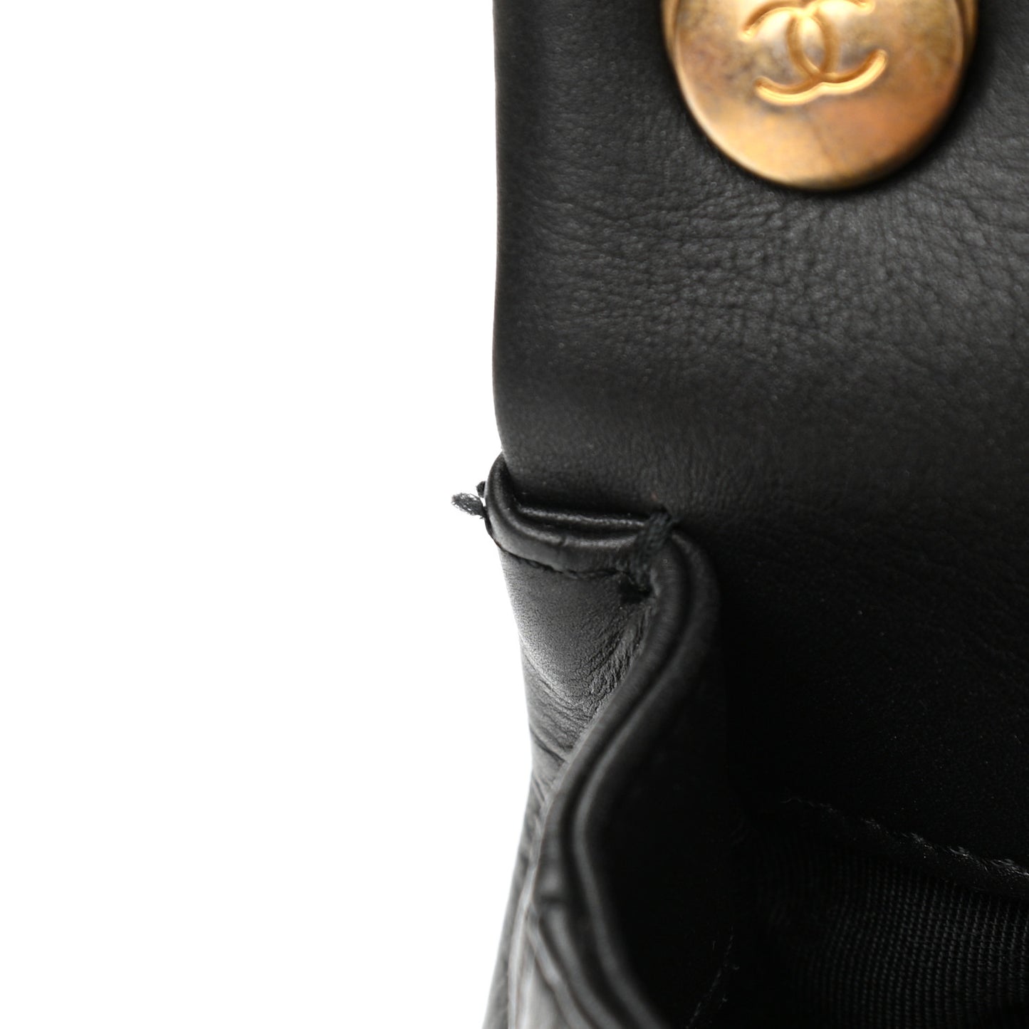 Calfskin Quilted Top Handle Flap Black