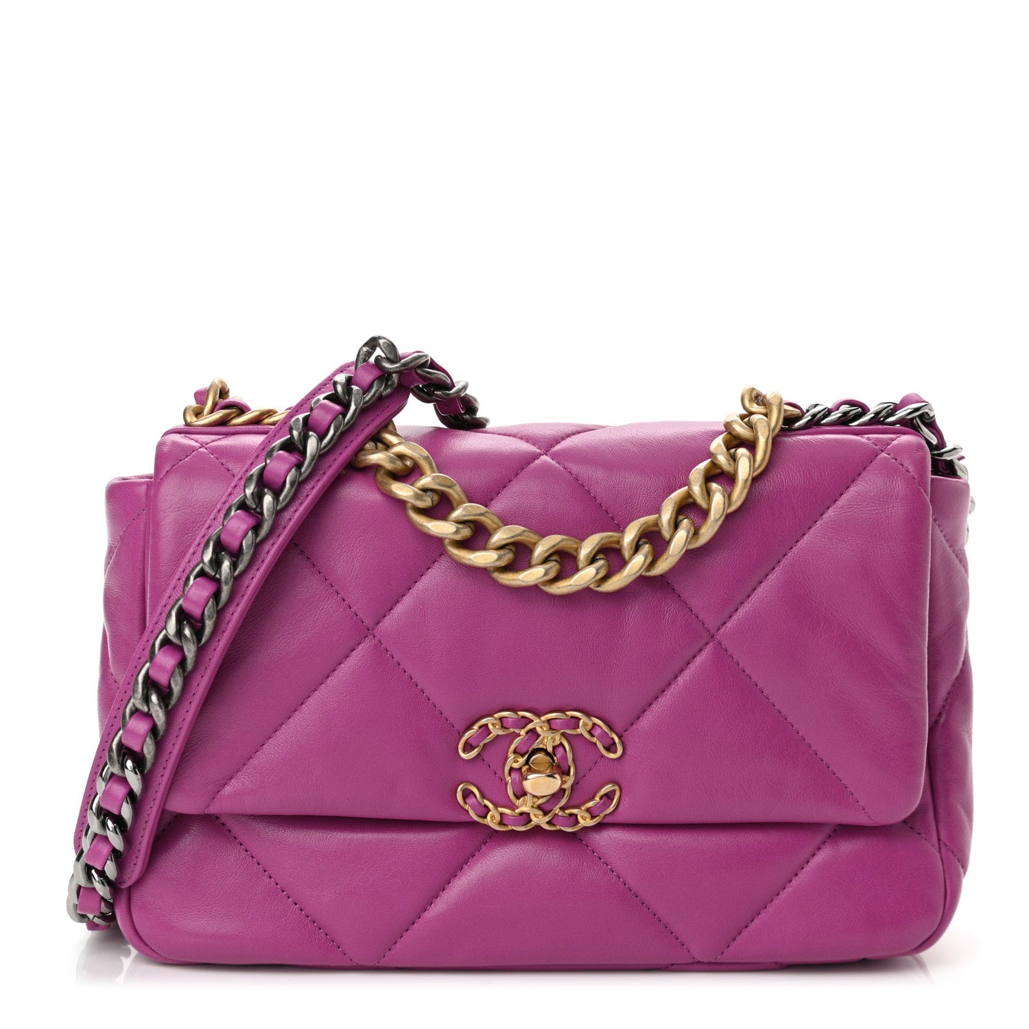 Chanel Lambskin Quilted Medium Chanel 19 Flap Purple 1 of 10