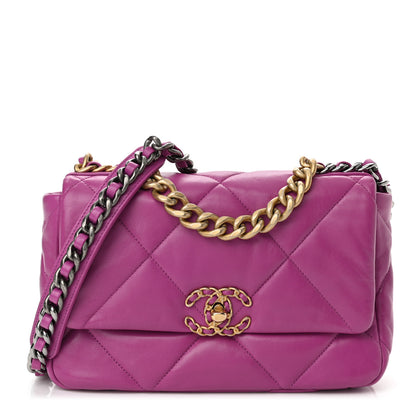Chanel Lambskin Quilted Medium Chanel 19 Flap Purple 1 of 10