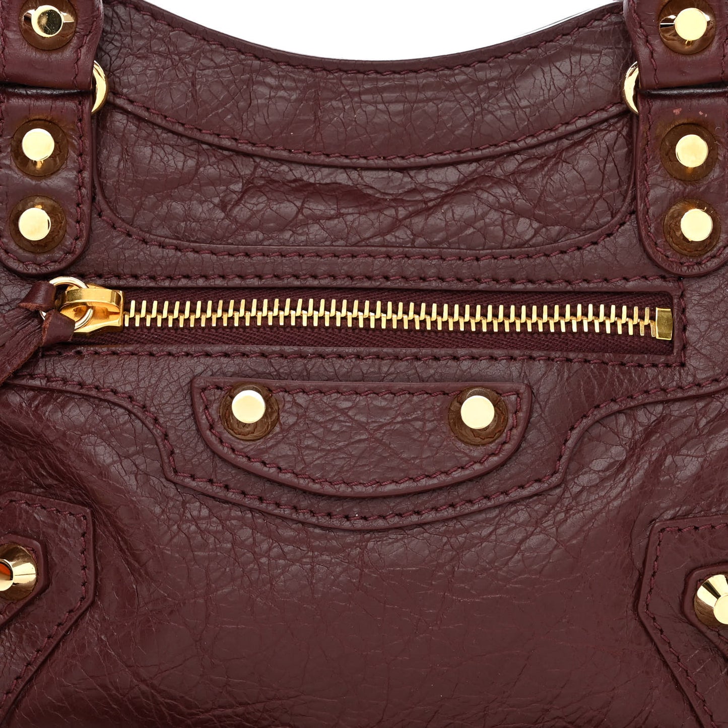 Agneau Classic Gold Hardware Mini City Burgundy