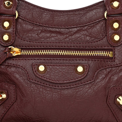 Balenciaga Agneau Classic Gold Hardware Mini City Burgundy 8 of 10