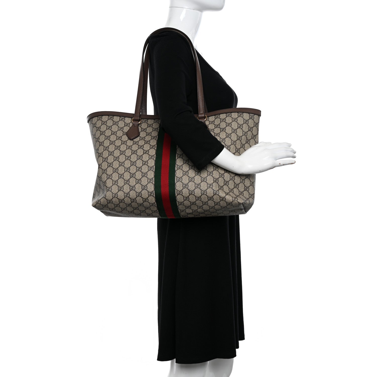 Gucci GG Supreme Monogram Medium Ophidia Shopping Tote Brown 2 of 17