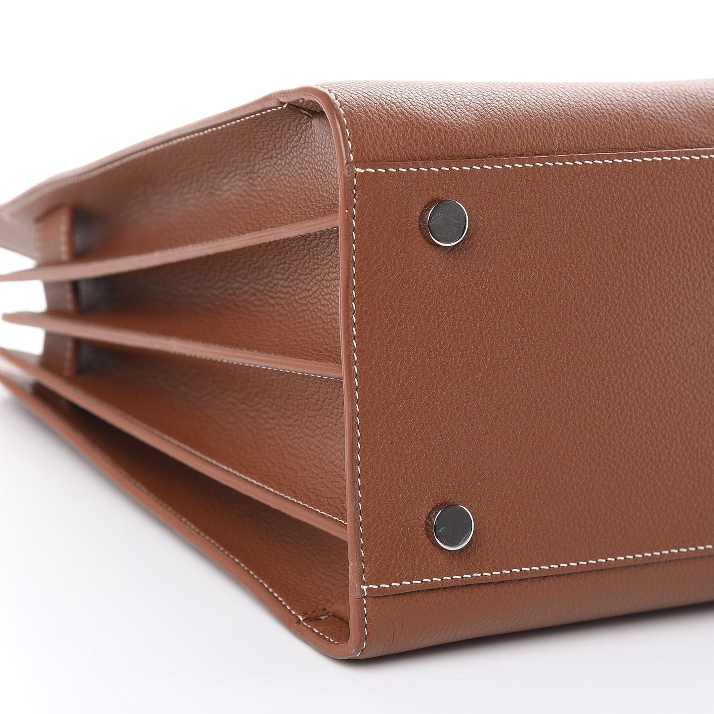 Grained Calfskin Topstitch Small Sac De Jour Cognac