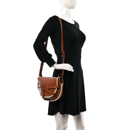 Loewe Calfskin Crochet Trim Small Gate Crossbody Bag Tan 2 of 8