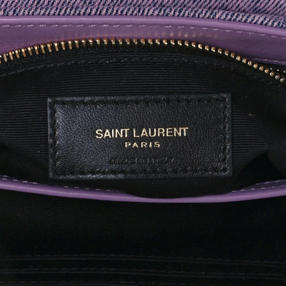 Saint Laurent Denim Y Quilted Monogram Toy Loulou Crossbody Bag Bleached Lilac 7 of 12