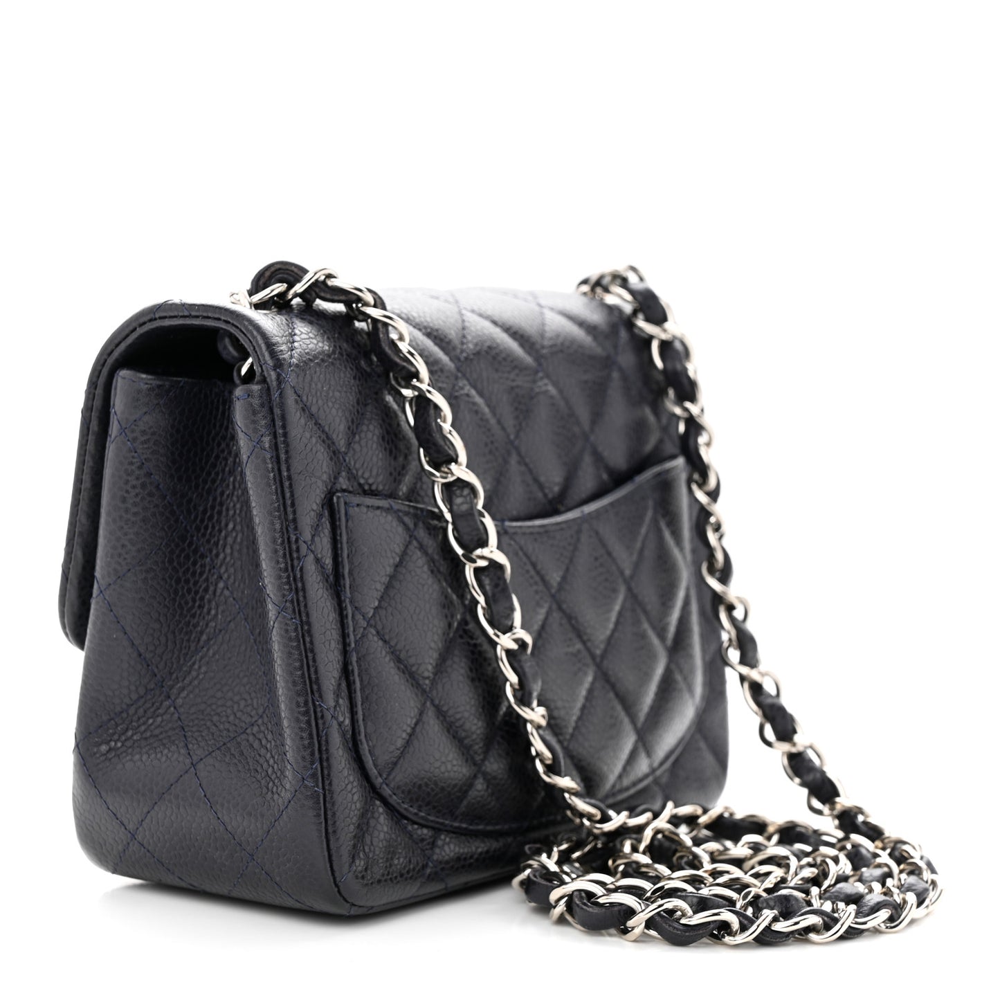 Caviar Quilted Mini Square Flap Navy