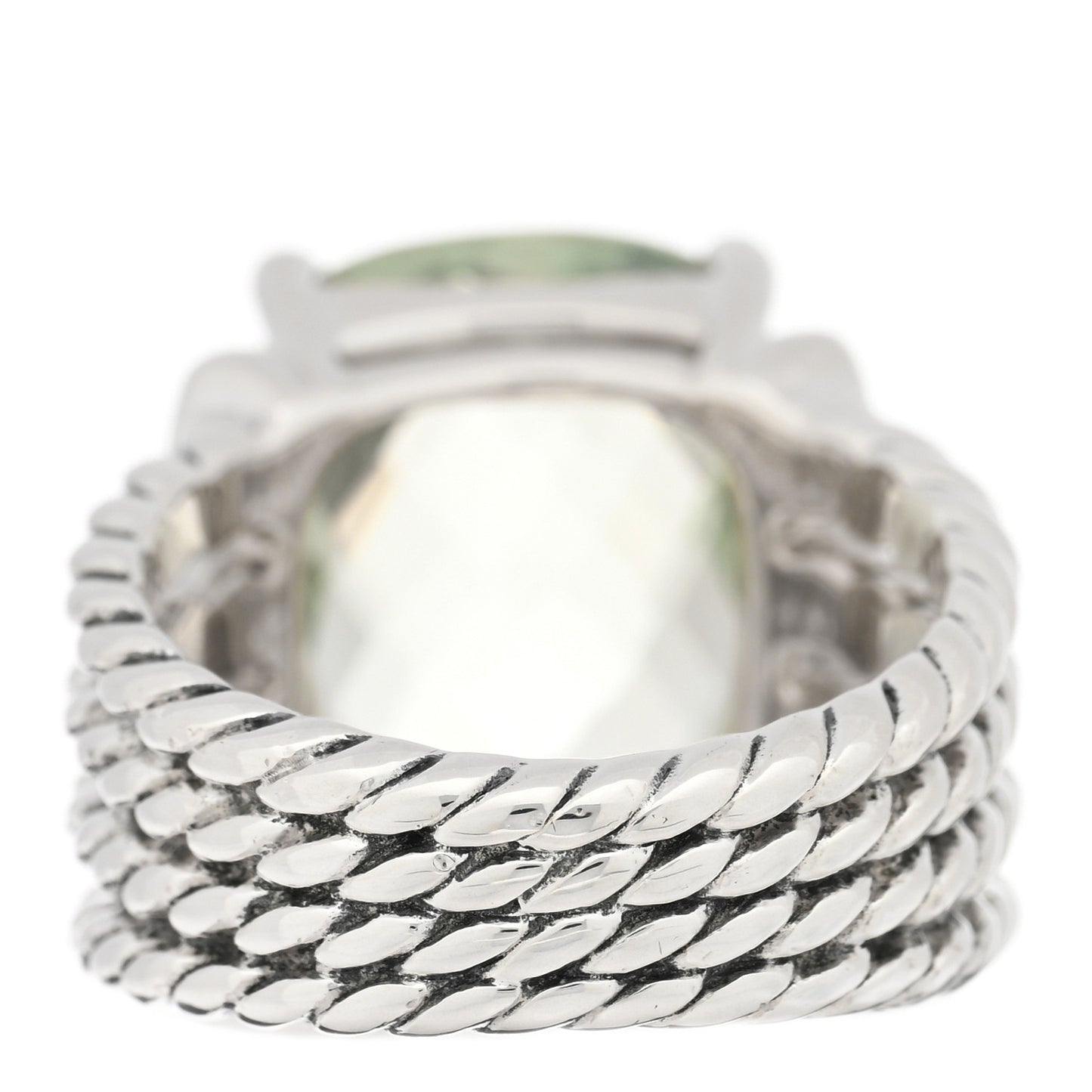 Sterling Silver Diamond Prasiolite 16mm Wheaton Ring 52 6