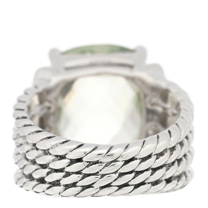 David Yurman Sterling Silver Diamond Prasiolite 16mm Wheaton Ring 52 6 3 of 4