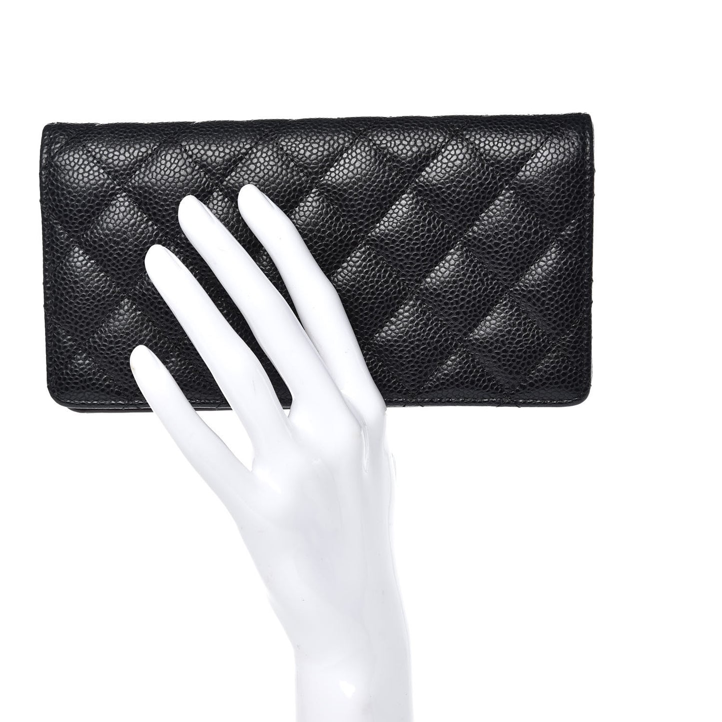 Caviar Quilted Yen Wallet Black