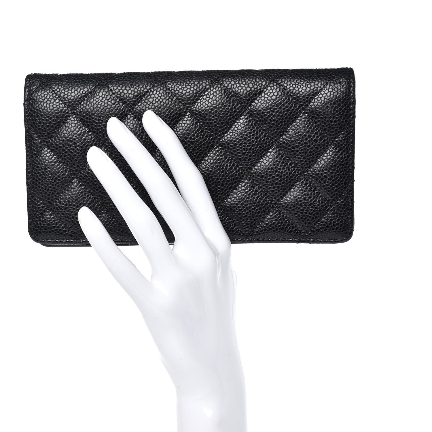 Chanel Caviar Quilted Yen Wallet Black 2 of 9