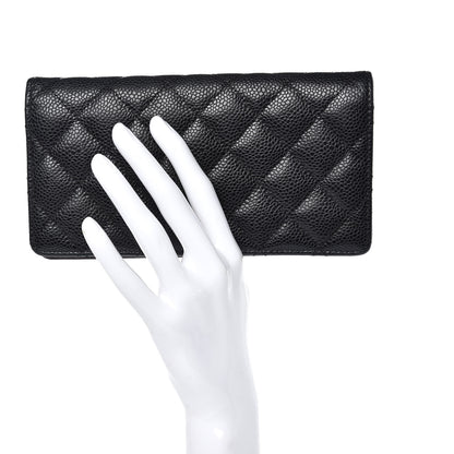 Chanel Caviar Quilted Yen Wallet Black 2 of 9