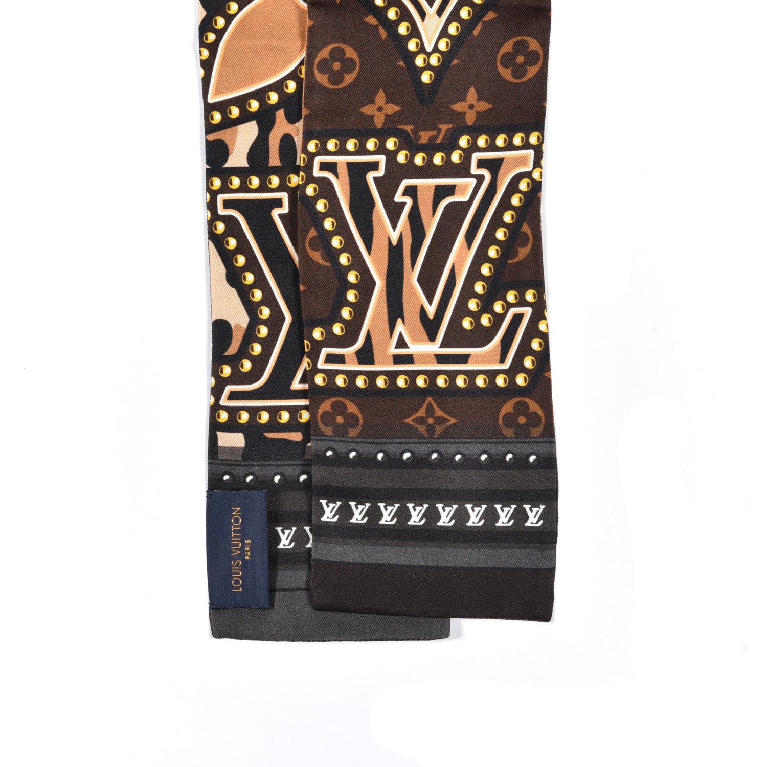 Louis Vuitton Silk Monogram LV World Bandeau Brown 2 of 3