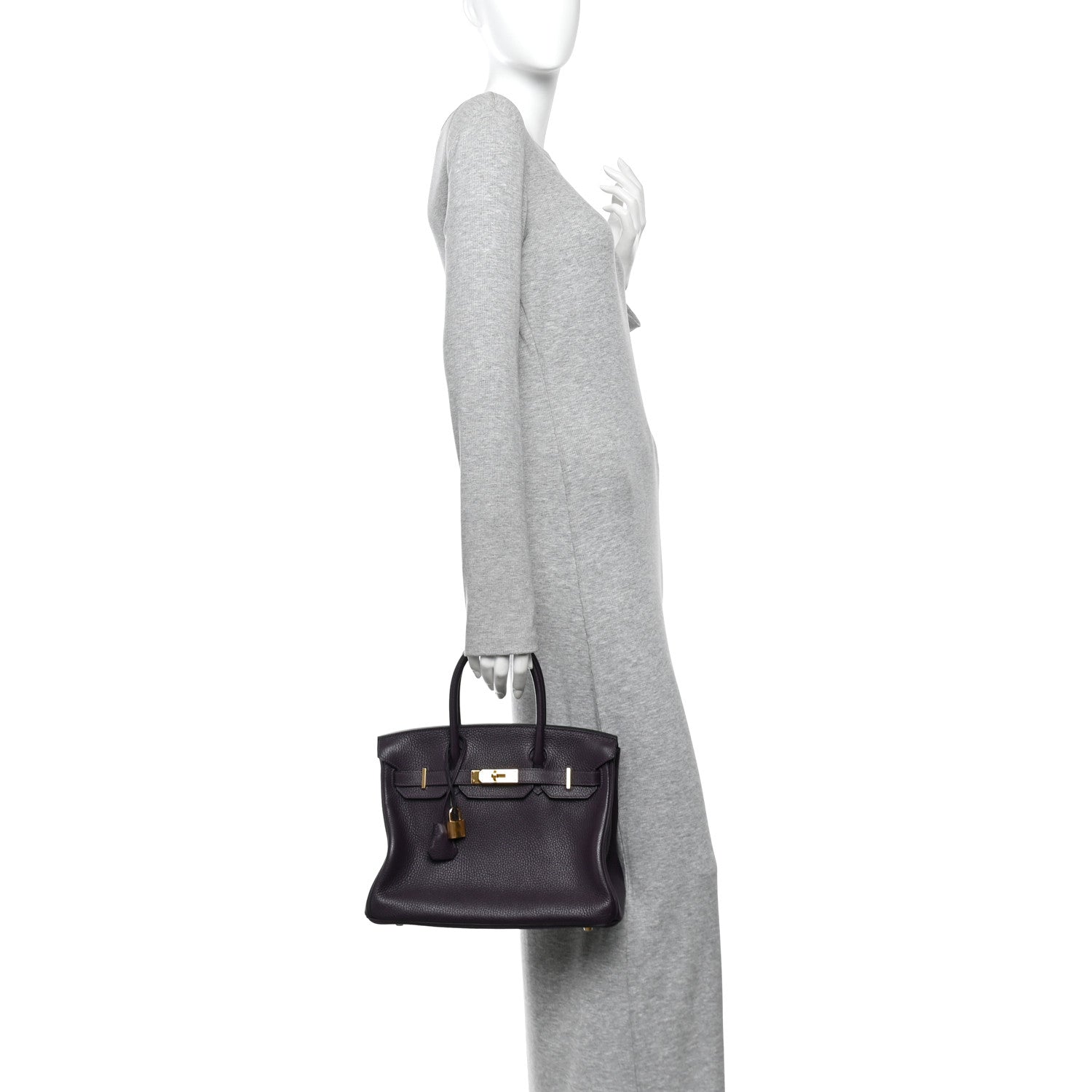 Hermes Taurillon Clemence Birkin 30 Raisin 2 of 13