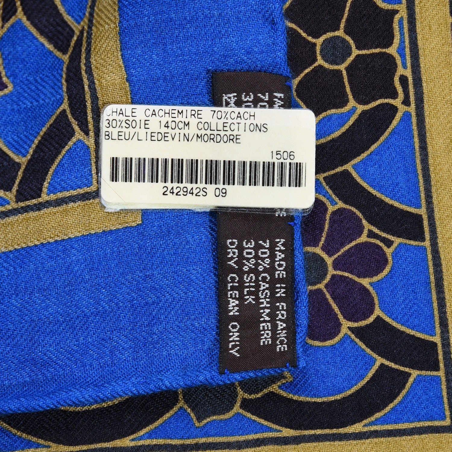 Hermes Cashmere Silk Collections Imperiales Shawl 140 Bleu Liedevin Mordore 3 of 8