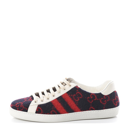 Gucci Covered Wool Big GG Monogram Mens Sneakers 8 Blue Red Mystic White 1 of 7