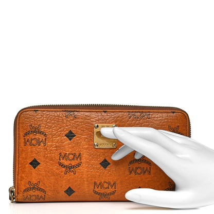 MCM Visetos Large Zip Around Wallet Cognac 2 of 9