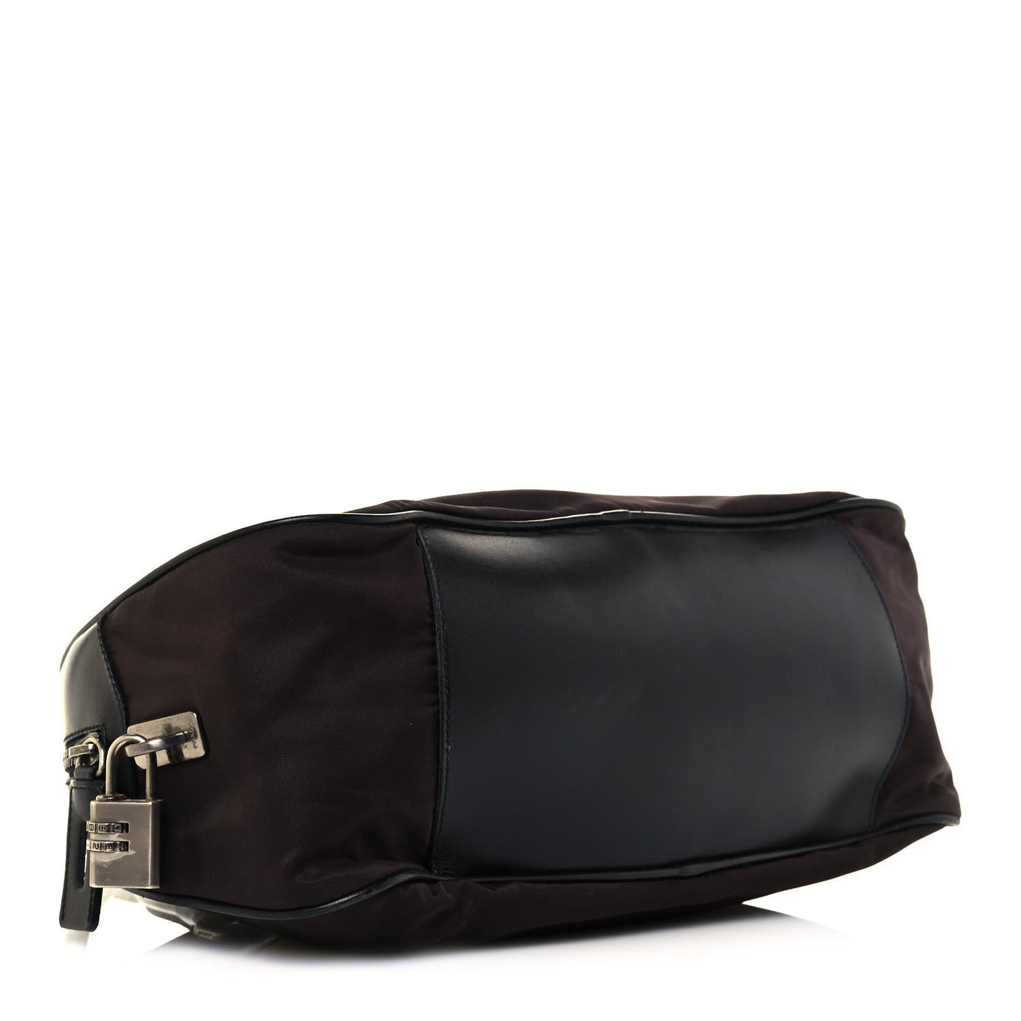 Nylon Calfskin Shoulder Bag Brown Black