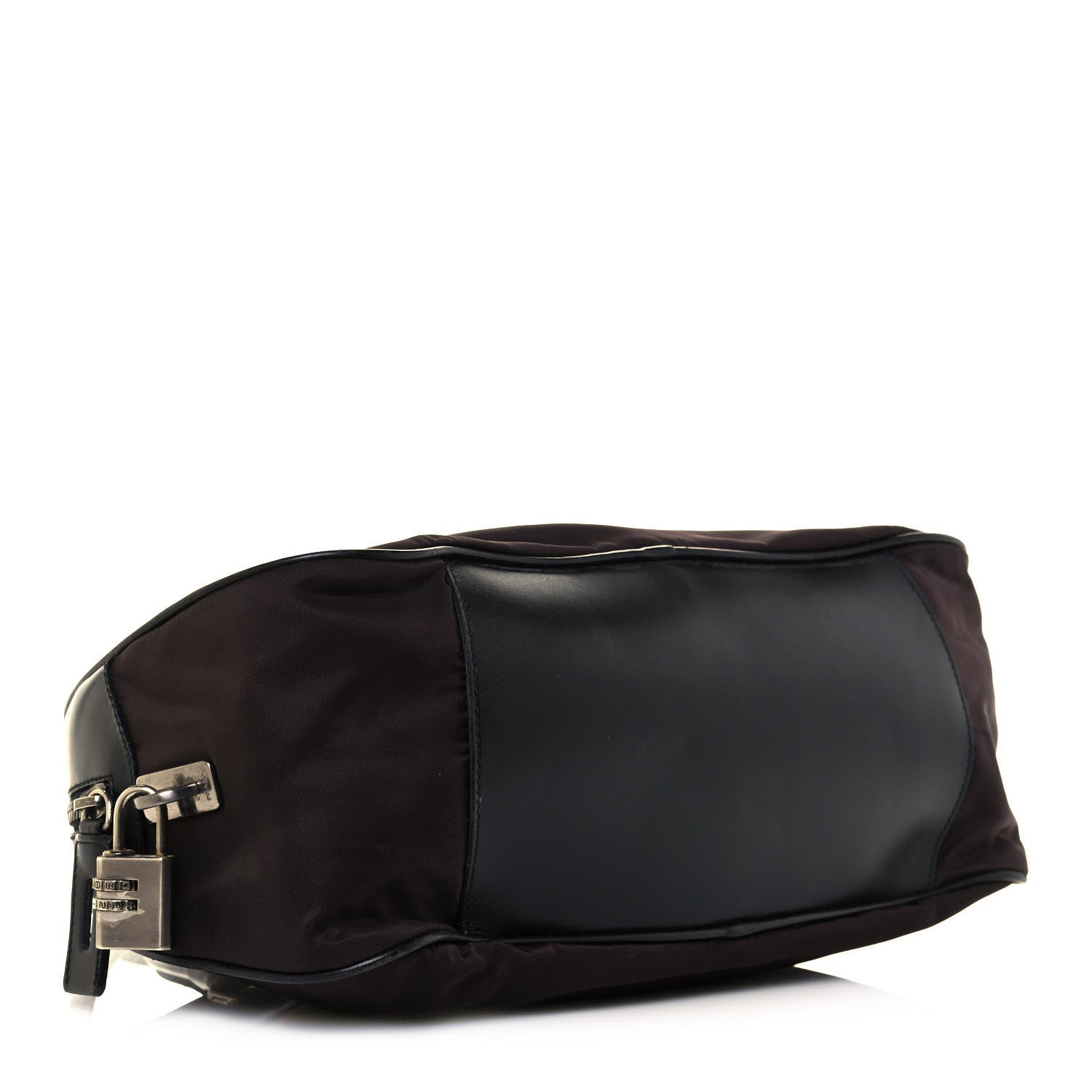Prada Nylon Calfskin Shoulder Bag Brown Black 4 of 11