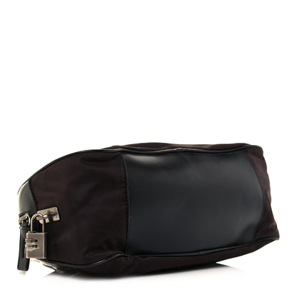 Prada Nylon Calfskin Shoulder Bag Brown Black 4 of 11