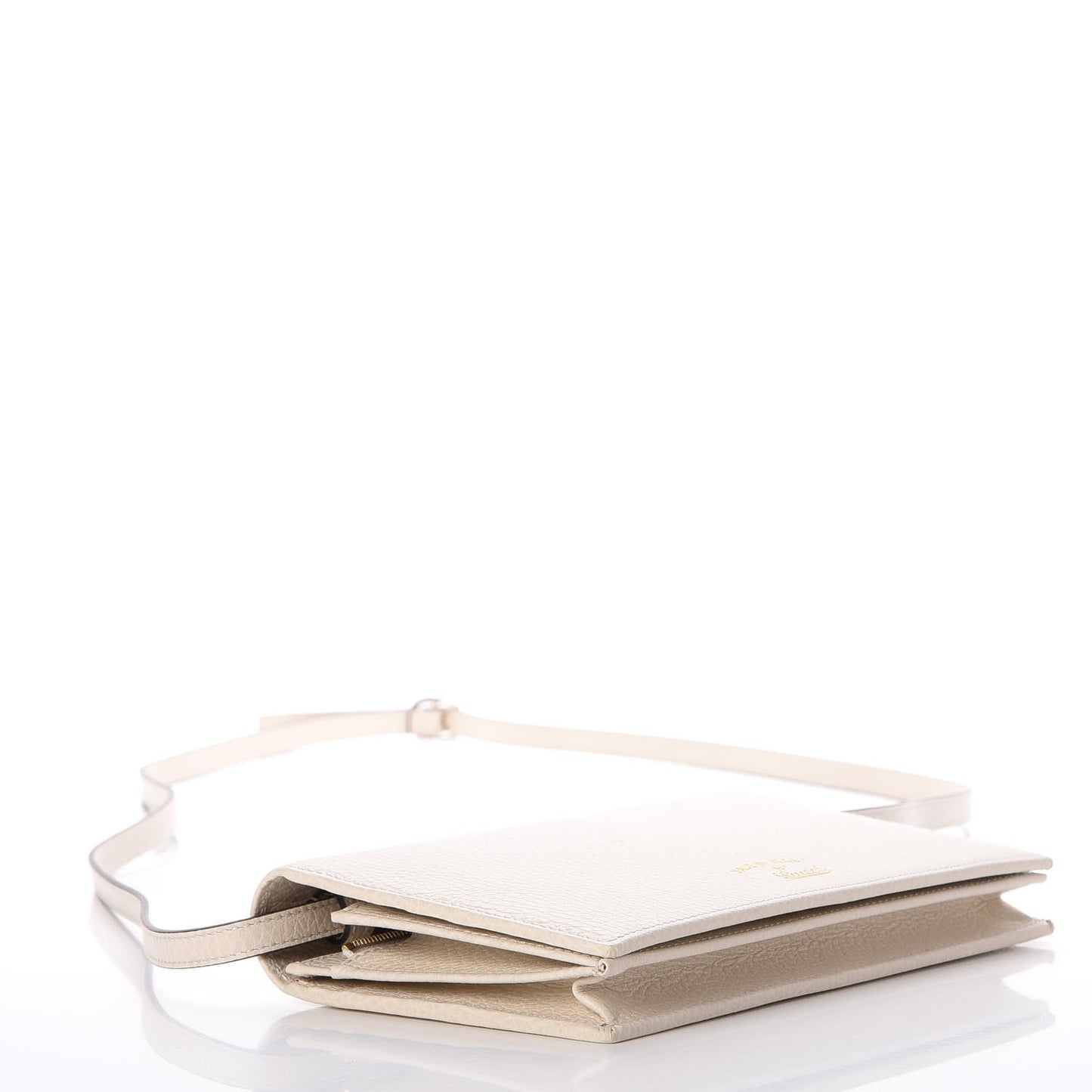 Dollar Calfskin Mini Swing Wallet Bag Mystic White