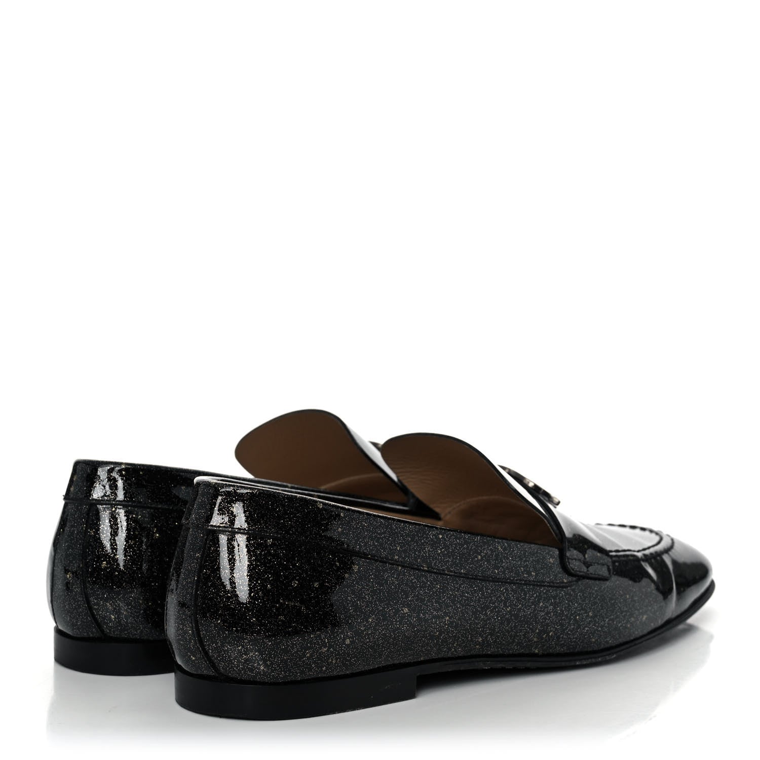Chanel Patent Crackled Calfskin CC Mocassin Loafers 38 Black 4 of 10