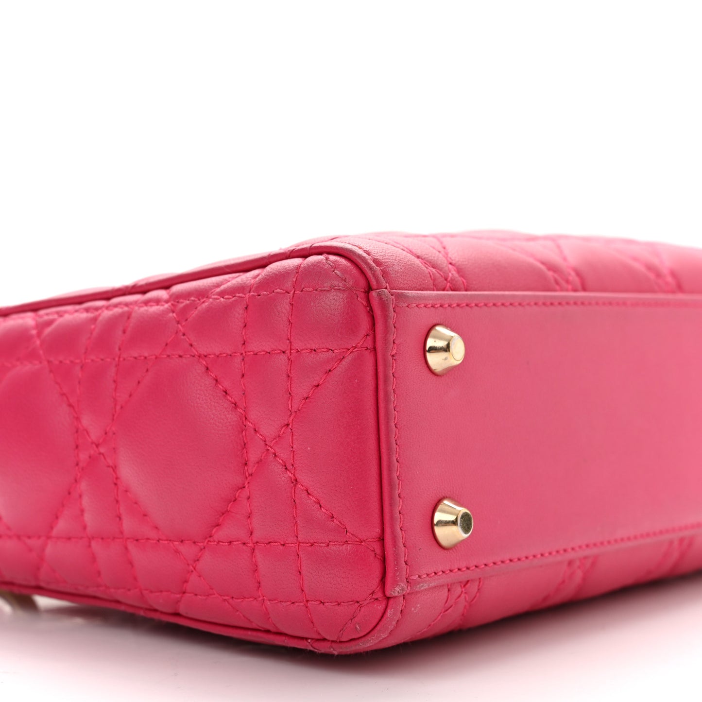 Lambskin Cannage Mini Lady Dior Fuchsia