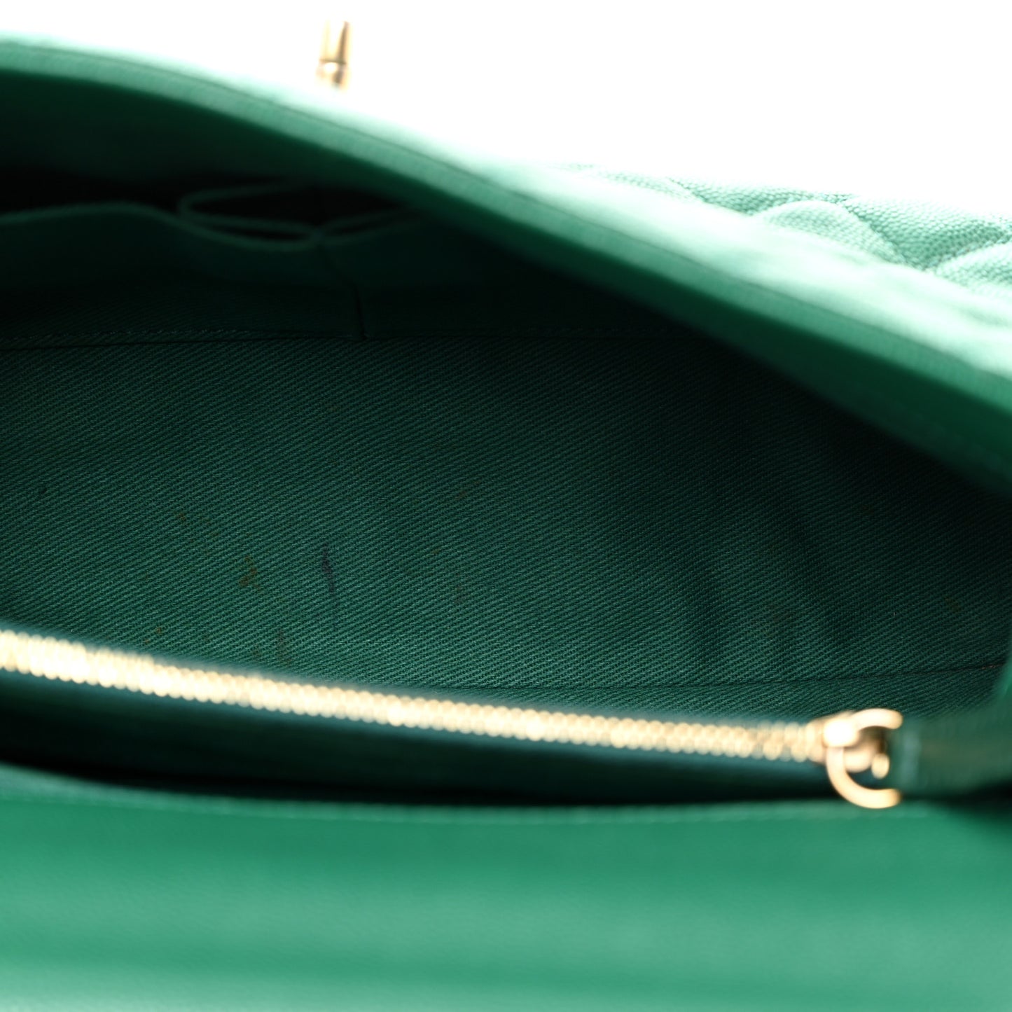 Caviar Quilted Small Coco Handle Flap Green