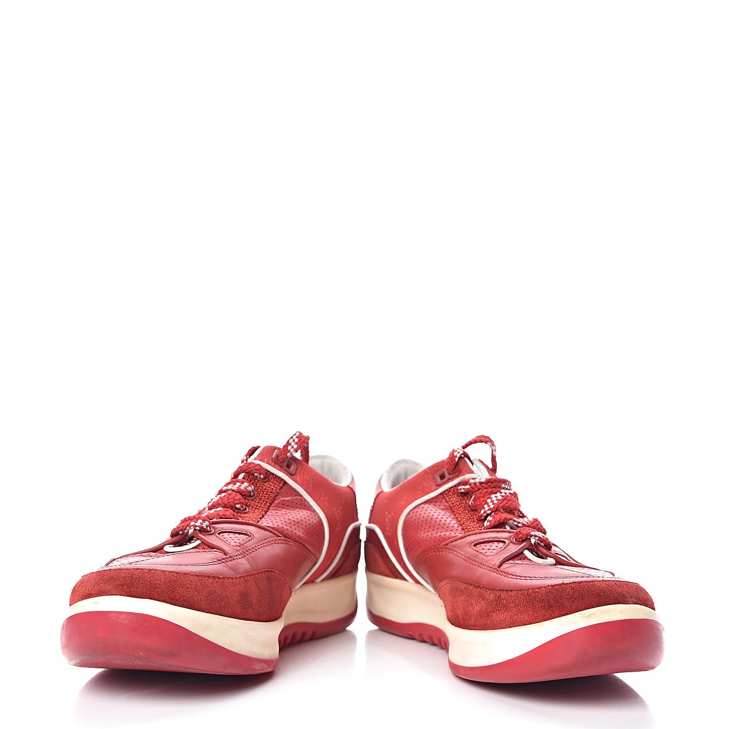 Suede Calfskin Perforated Monogram Sneaker 37.5 Red
