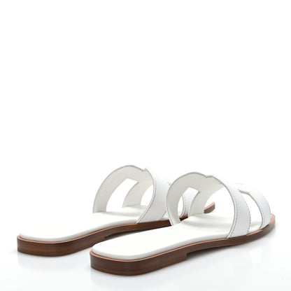Hermes Box Calfskin Oran Sandals 37 White 4 of 9