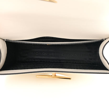 Prada Saffiano Cuir Triangle Embleme Flap Shoulder Bag White 5 of 12