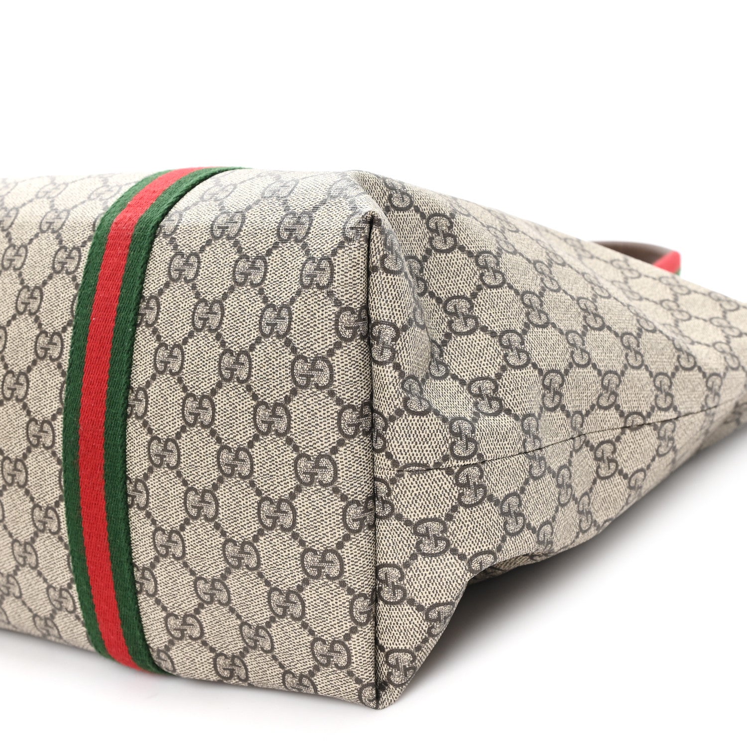 Gucci Tender GG Supreme Monogram Textured Dollar Calfskin Web Tote Beige Ebony New Acero 9 of 9