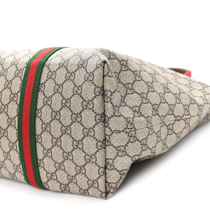 Gucci Tender GG Supreme Monogram Textured Dollar Calfskin Web Tote Beige Ebony New Acero 9 of 9