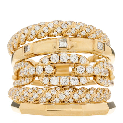 David Yurman 18K Yellow Gold Diamond 21mm Stax Five-Row Ring 52 6 1 of 6
