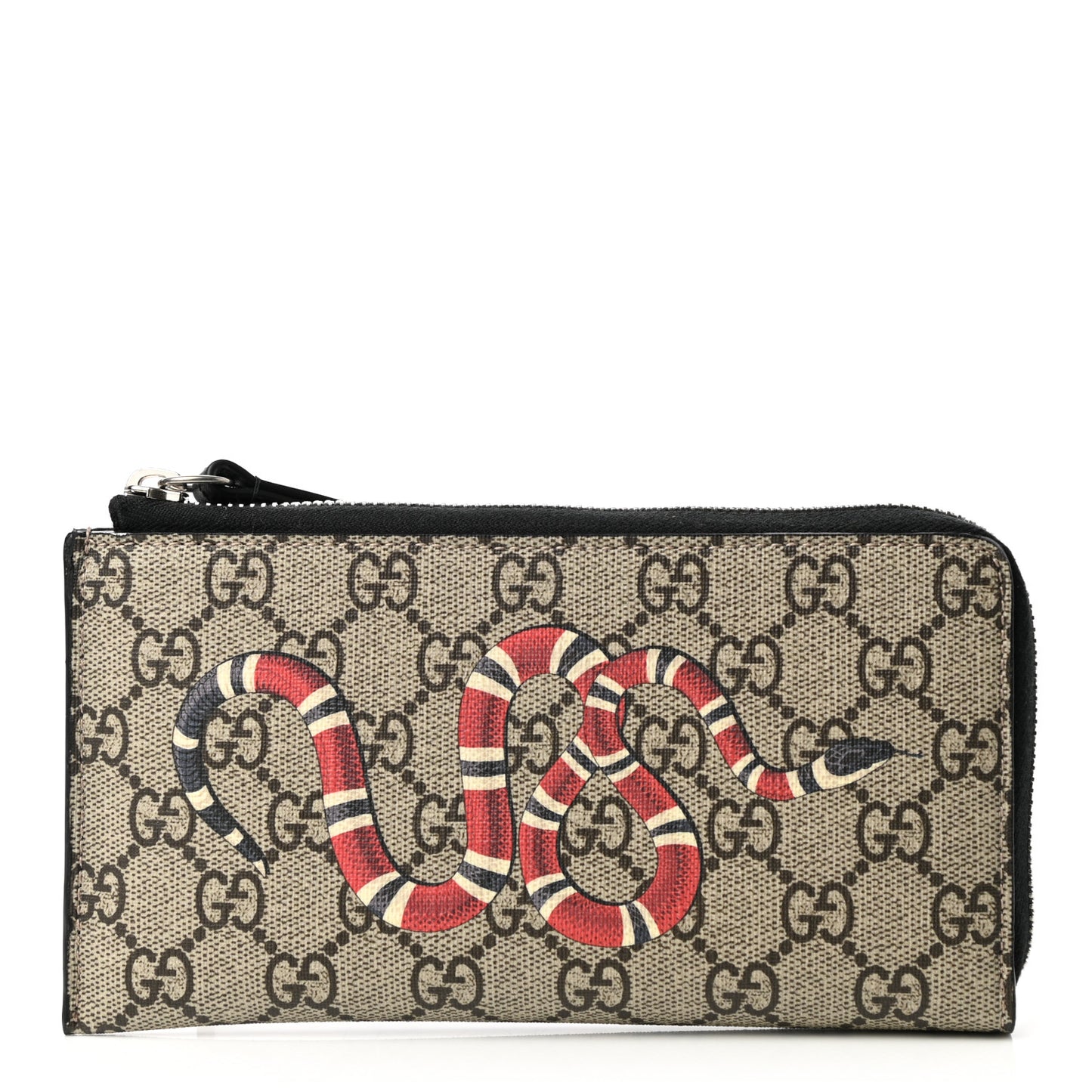 GG Supreme Monogram Kingsnake Zip Around Wallet Beige