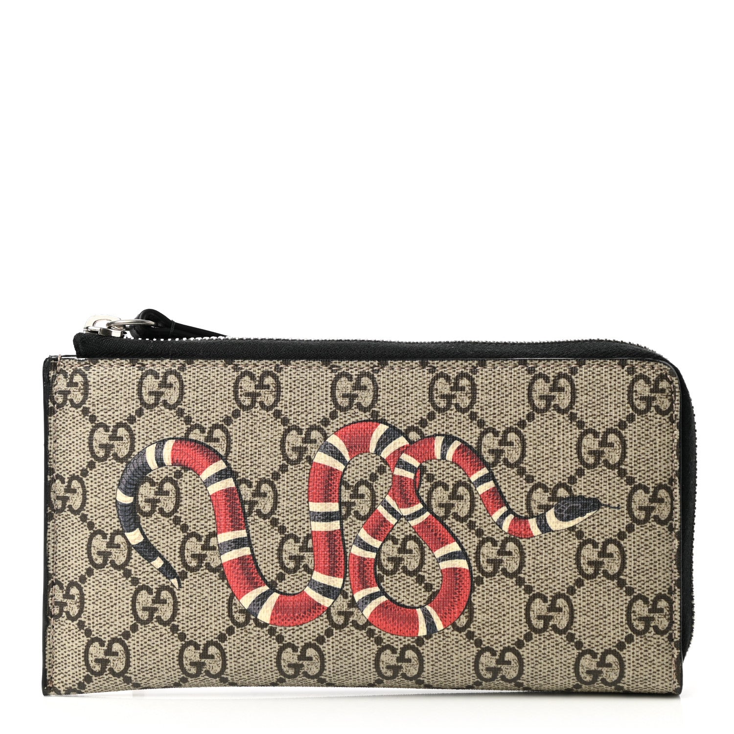 Gucci GG Supreme Monogram Kingsnake Zip Around Wallet Beige 1 of 6