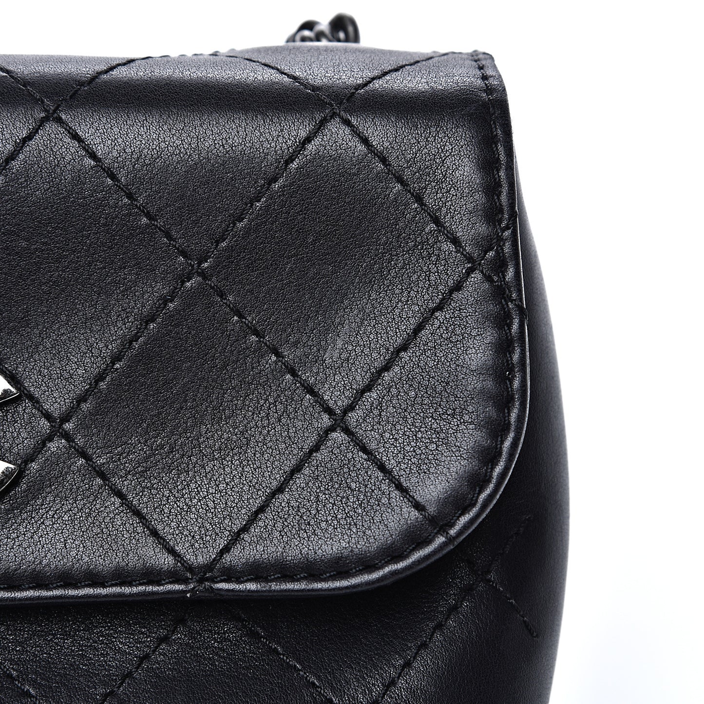 Calfskin Stitched Small Crossbody Flap Black