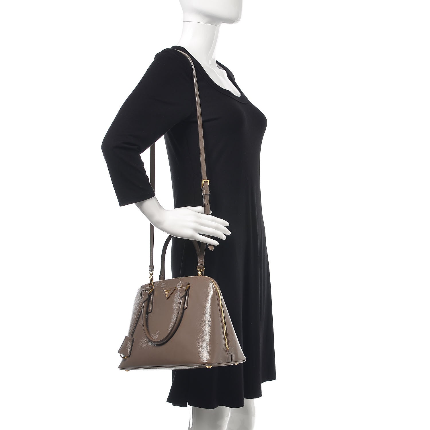 Prada Saffiano Vernice Medium Promenade Tote Argilla 2 of 16